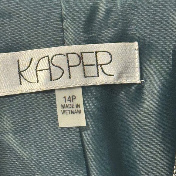 Kasper Womens Plaid Blazer Jacket 14P Polyester Gray Long Sleeve Open Front jack - Picture 3 of 11